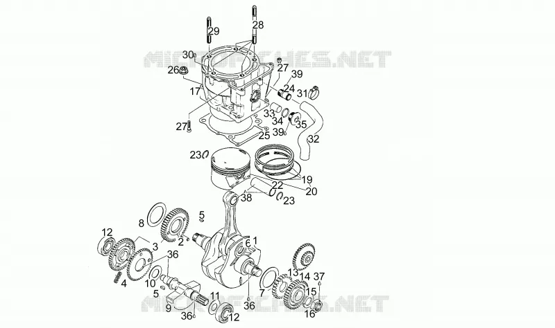 Arbre moteur - Cylindre - Piston T