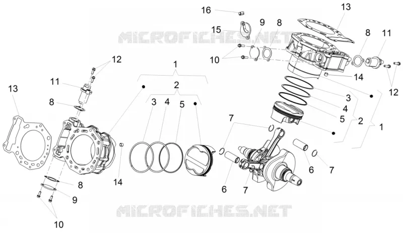 Cylindre - Piston Aprilia APRILIA-MOTORCYCLES 1200 CAPONORD 2016  Caponord