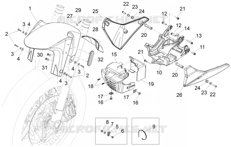 Garde-boue Av.-Embasement Aprilia APRILIA-MOTORCYCLES 1200 CAPONORD 2015  Caponord