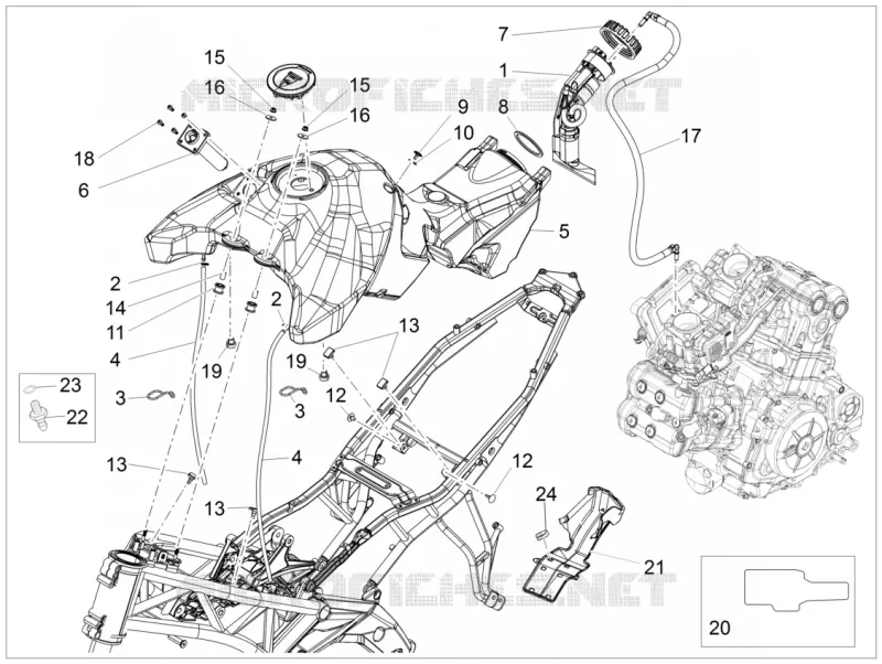 Réservoir essence Aprilia APRILIA-MOTORCYCLES 1200 CAPONORD 2016  Caponord