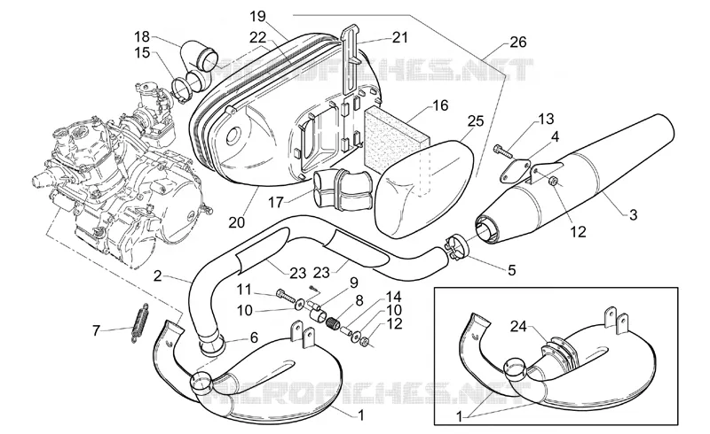 Pot d'échappement-Corps filtre Aprilia APRILIA-MOTORCYCLES 125 CLASSIC 1998  Classic