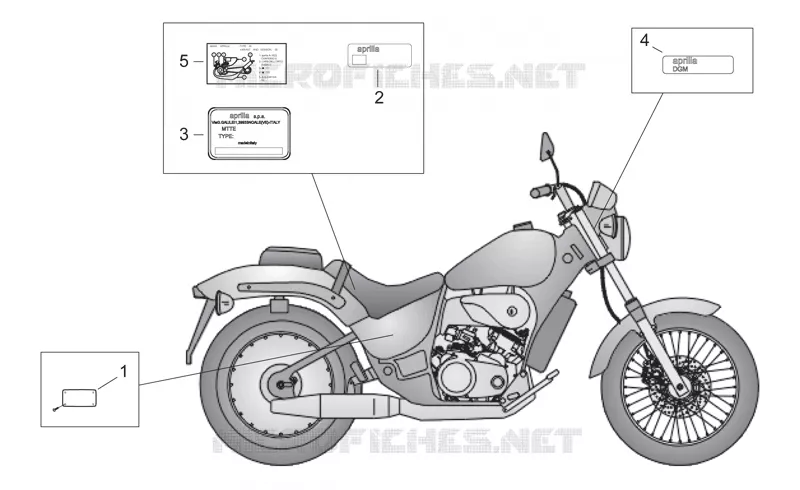 Décalco et manuel d’instructions Aprilia APRILIA-MOTORCYCLES 50 CLASSIC 1996  Classic