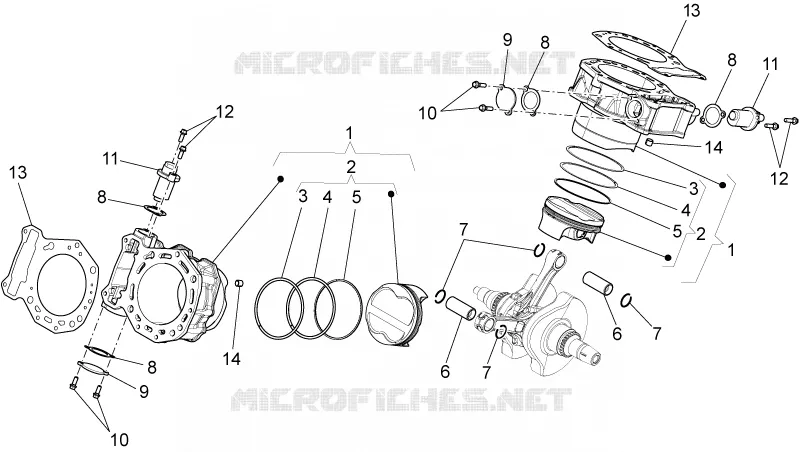 Cylindre av.piston Aprilia APRILIA-MOTORCYCLES 1200 DORSODURO 2014  Dorsoduro
