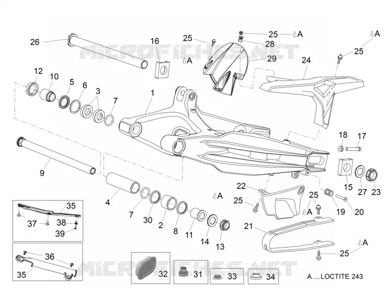 Fourche arriere Aprilia APRILIA-MOTORCYCLES 1200 DORSODURO 2010  Dorsoduro