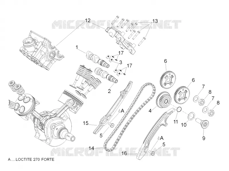 Distribution cylindre arrière Aprilia APRILIA-MOTORCYCLES 750 DORSODURO 2009  Dorsoduro ABS