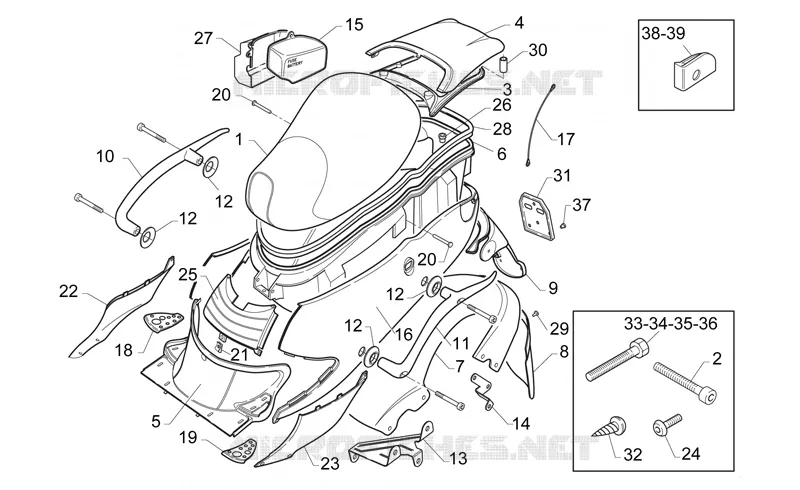 Carrosserie posterieure Aprilia APRILIA-SCOOTER 50 GULLIVER 1996  Gulliver H20