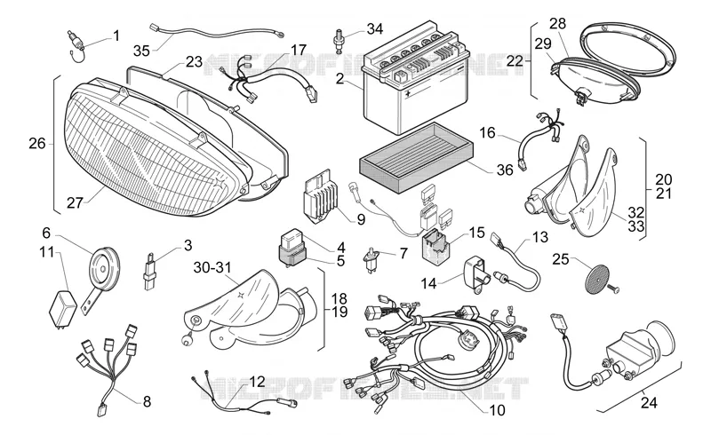Circuit electrique Aprilia APRILIA-SCOOTER 50 GULLIVER 1997  Gulliver H20