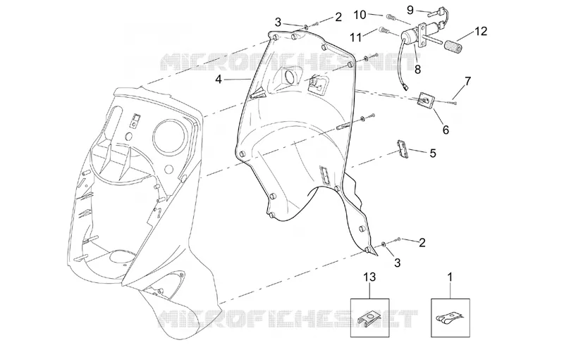 Carrosserie av. - Tablier int. Aprilia APRILIA-SCOOTER 150 LEONARDO 1999  Leonardo