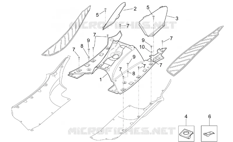 Carrosserie centrale - r. pieds Aprilia APRILIA-SCOOTER 125 LEONARDO 1999  Leonardo