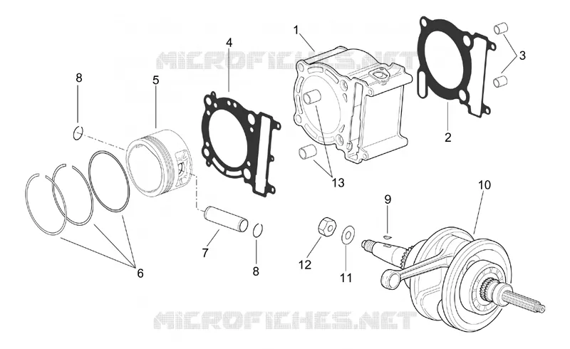 Arbre moteur - Cylindre - Piston Aprilia APRILIA-SCOOTER 250 LEONARDO 2000  Leonardo (engine Yamaha)