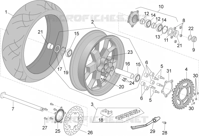 Roue arrière Aprilia APRILIA-MOTORCYCLES 1000 RSV4 2018  RSV4 1000 RF