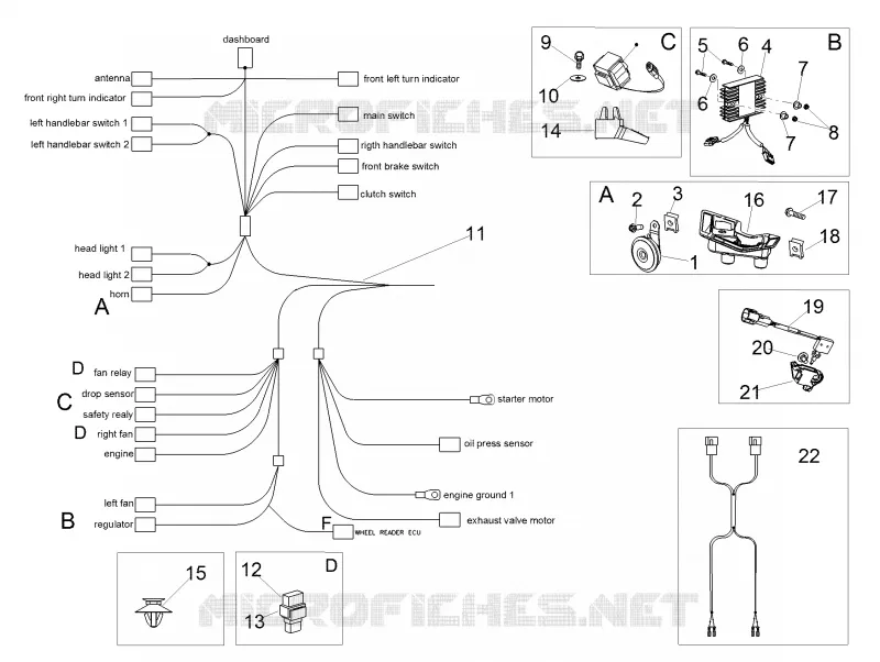 Circuit electrique I Aprilia APRILIA-MOTORCYCLES 1100 TUONO 2018  Tuono V4 1100 RF E4 ABS