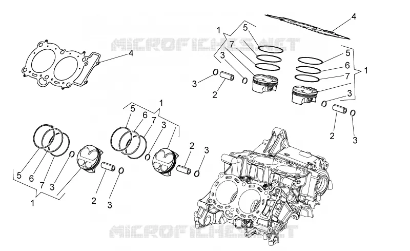 Cylindre - Piston Aprilia APRILIA-MOTORCYCLES 1100 TUONO 2018  Tuono V4 1100 RF E4 ABS