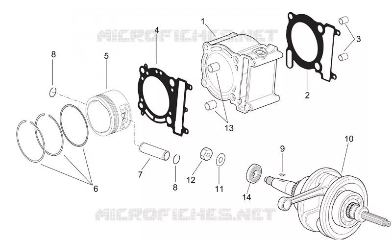 Arbre moteur - Cylindre - Piston Aprilia APRILIA-SCOOTER 300 LEONARDO 2003  Leonardo (engine Minarelli)
