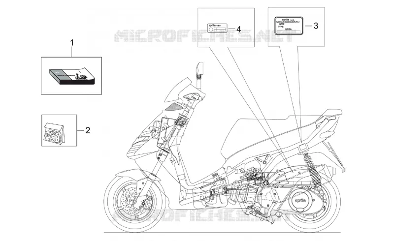 Plaquettes-decal. Aprilia APRILIA-SCOOTER 250 LEONARDO 2003  Leonardo (engine Minarelli)