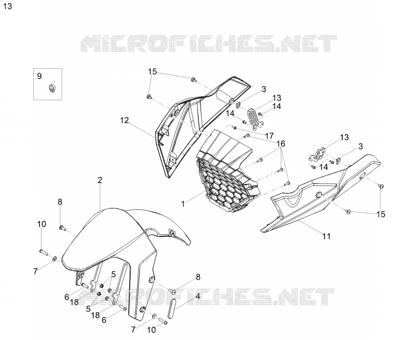 Garde-boue Av.-Embasement Aprilia APRILIA-MOTORCYCLES 125 TUONO 2017  Tuono 125 4T E4 ABS