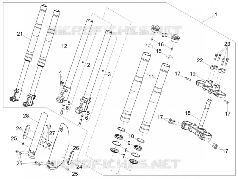 Fourche Av. Aprilia APRILIA-MOTORCYCLES 50 RX 2020  RX 50 Factory E4