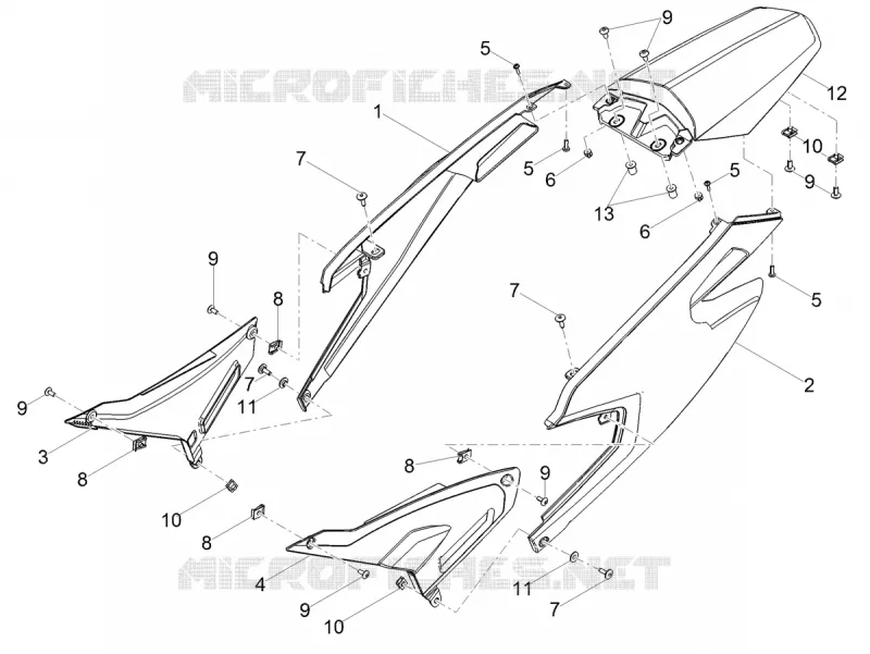 Carrosserie posterieure Aprilia APRILIA-MOTORCYCLES 50 SX 2019  SX 50 Euro 4