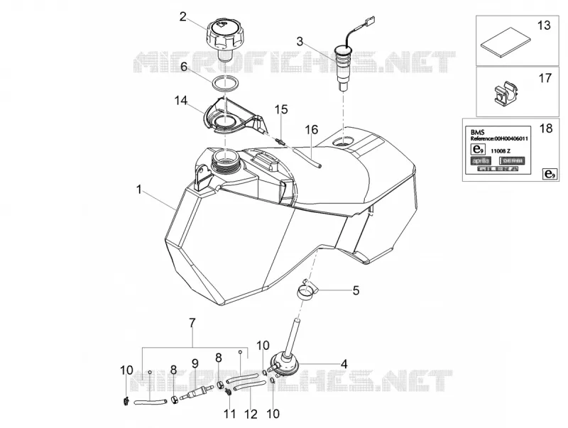 Réservoir essence Aprilia APRILIA-MOTORCYCLES 50 SX 2020  SX 50 Euro 4