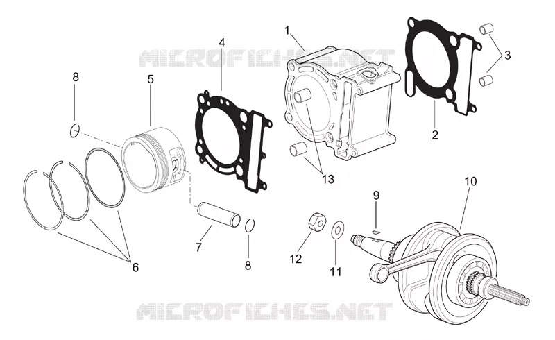 Arbre moteur - Cylindre - Piston Aprilia APRILIA-SCOOTER 250 LEONARDO 2001  Leonardo ST (engine Yamaha)