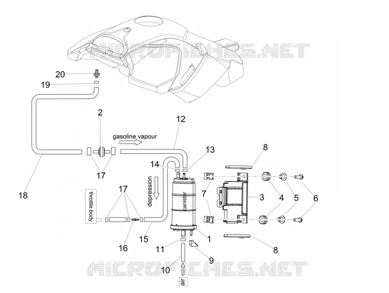 SYSTEME DE RECYCLAGE DES VAPEURS DE CARBURANT Aprilia APRILIA-MOTORCYCLES 900 DORSODURO 2019  Dorsoduro 900 Euro 4 ABS