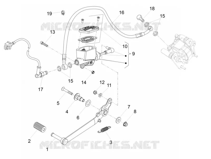 MAITRE CYLINDRE DE FREIN ARRIERE Aprilia APRILIA-MOTORCYCLES 125 RS 2019  RS 125 Replica GP 4T Euro 4 ABS
