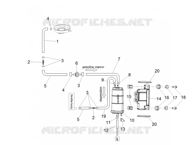 SYSTEME DE RECYCLAGE DES VAPEURS DE CARBURANT Aprilia APRILIA-MOTORCYCLES 900 SHIVER 2019  SHIVER 900 Euro 4 ABS NAVI