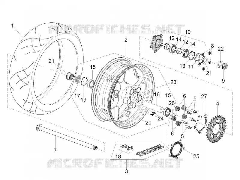 Roue AR Aprilia APRILIA-MOTORCYCLES 1100 TUONO 2019  Tuono V4 1100 RR Euro 4 ABS