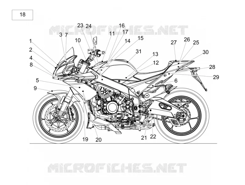 Plaquettes et decalcomanies Aprilia APRILIA-MOTORCYCLES 1100 TUONO 2019  Tuono V4 Factory 1100  Euro 4 Superpole ABS