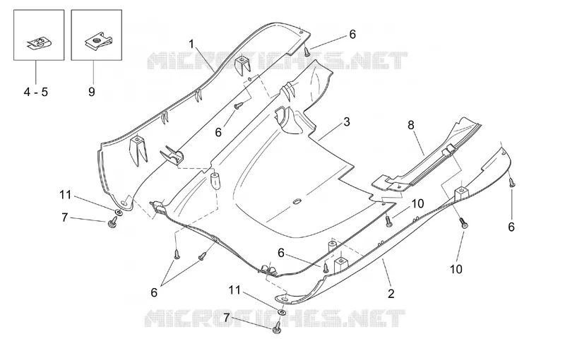 Carros. cent. - Sous-rep-pieds Aprilia APRILIA-SCOOTER 125 MOJITO 2003  Mojito