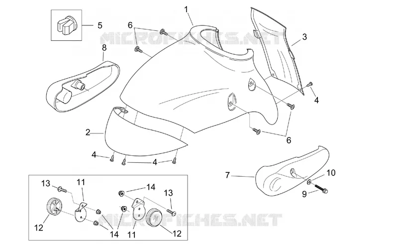 Carrosserie av. - Garde-boue AV Aprilia APRILIA-SCOOTER 125 MOJITO 2004  Mojito