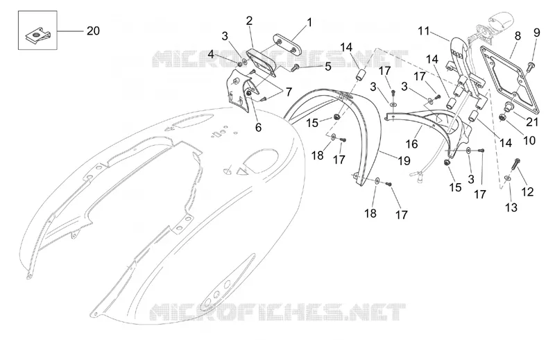 Carr. Arriére - Porte-plaque Aprilia APRILIA-SCOOTER 125 MOJITO 1999  Mojito