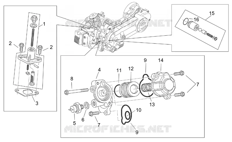 Filtre à huile - Tendeur de chaîne Aprilia APRILIA-SCOOTER 125 MOJITO 2000  Mojito