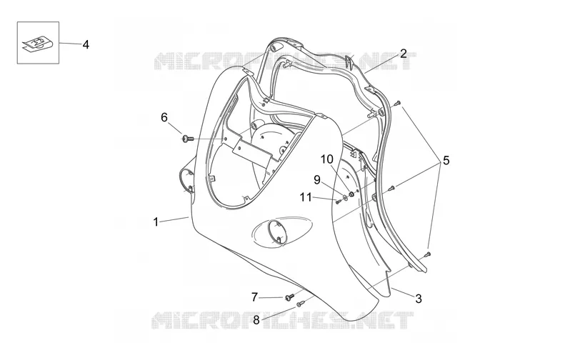 Carrosserie av. - Tablier Aprilia APRILIA-SCOOTER 125 MOJITO 2008  Mojito E3