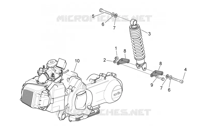 Moteur - Suspension arriere Aprilia APRILIA-SCOOTER 125 MOJITO 2008  Mojito E3