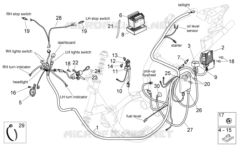 Circuit electrique Aprilia APRILIA-SCOOTER 50 MOJITO 2008  Mojito Custom 2T (engine Piaggio)