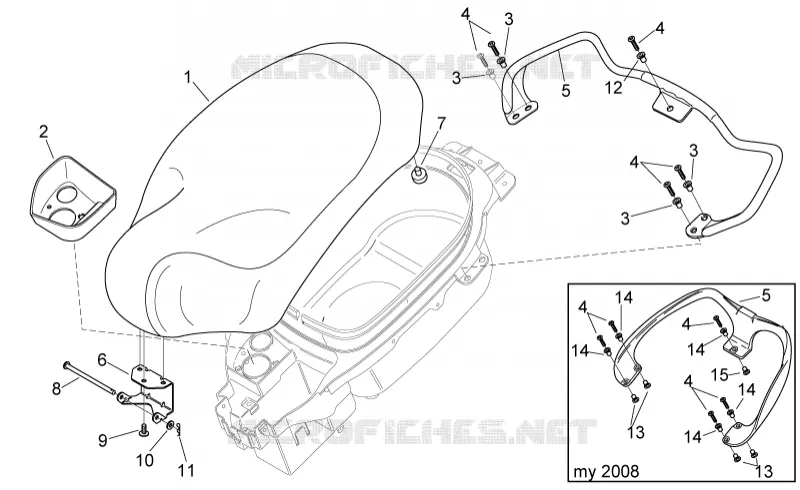 Selle - Poignée Aprilia APRILIA-SCOOTER 50 MOJITO 2007  Mojito Custom 2T (engine Piaggio)