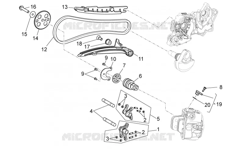 Distribution cylindre avant Aprilia APRILIA-MOTORCYCLES 850 NA-MANA 2009  NA Mana GT