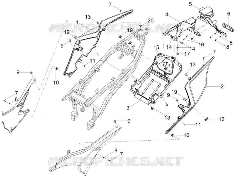 CARENAGES ARRIERE Aprilia APRILIA-MOTORCYCLES 125 RS 2022  RS 125 4T Euro 5 ABS