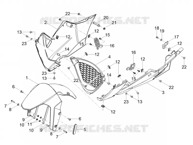 GARDE BOUE AVANT - SABOT Aprilia APRILIA-MOTORCYCLES 125 RS 2023  RS 125 4T Euro 5 ABS