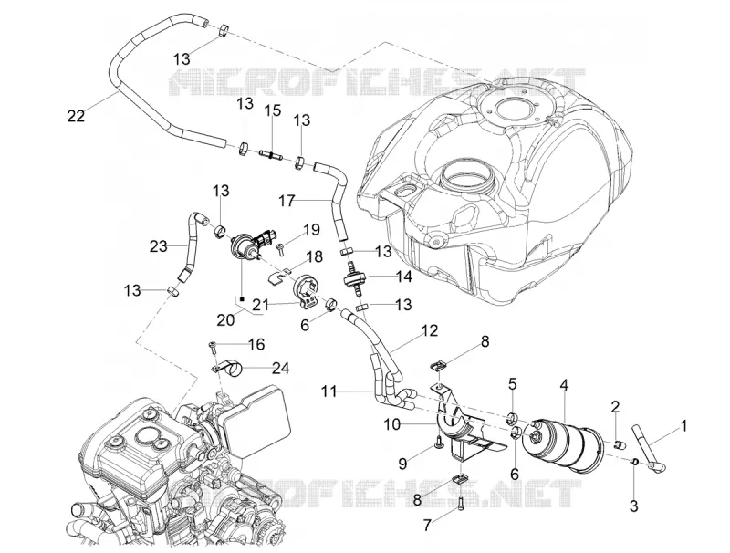 SYSTEME DE RECYCLAGE DES VAPEURS DE CARBURANT Aprilia APRILIA-MOTORCYCLES 125 RS 2022  RS 125 4T Euro 5 ABS