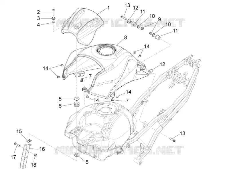 COUVRE RESERVOIR Aprilia APRILIA-MOTORCYCLES 50 RS4 2016  RS4 50 2T