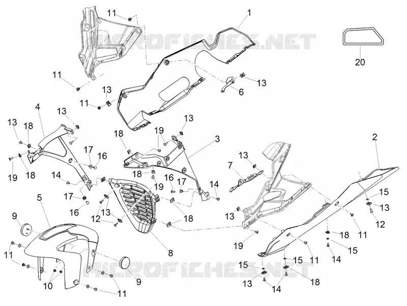 GARDE BOUE AVANT - SABOT Aprilia APRILIA-MOTORCYCLES 1100 RSV4 2021  RSV4 1100 Euro 5 ABS