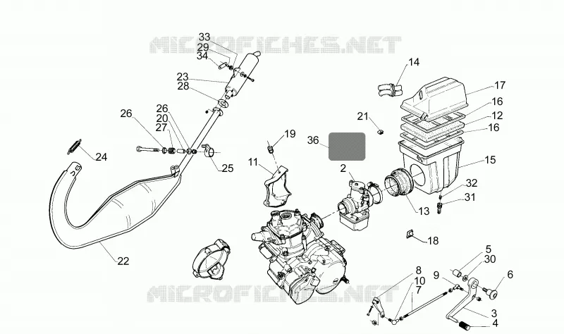 Groupe echappement Aprilia APRILIA-MOTORCYCLES 125 RS 1995  RS 125