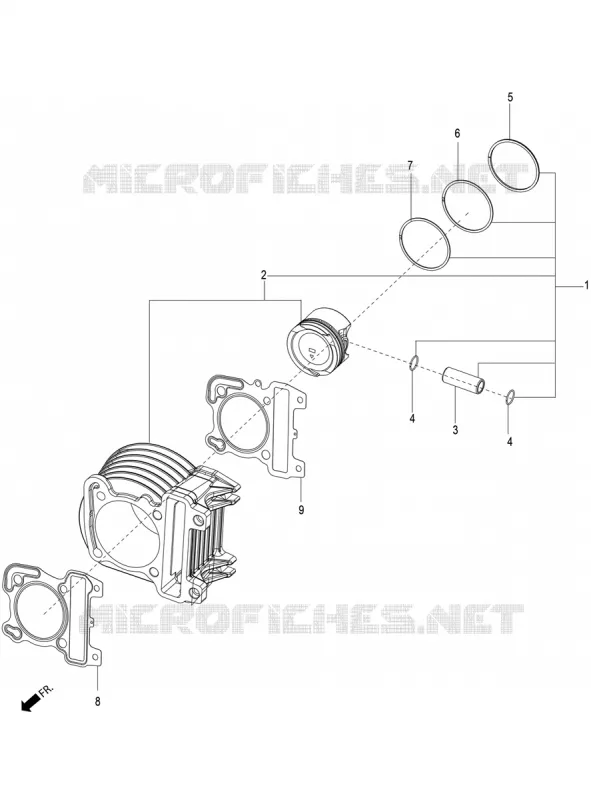 Groupe cylindre-piston-axe Aprilia APRILIA-SCOOTER 125 SR 2020  SR 125 STORM TT BSIV