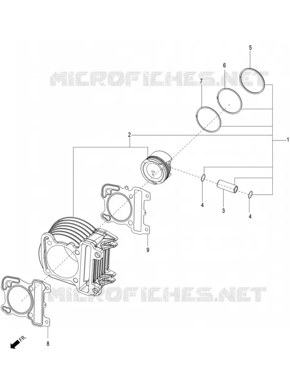 Groupe cylindre-piston-axe Aprilia APRILIA-SCOOTER 150 SR 2023  SR Motard 150 ABS