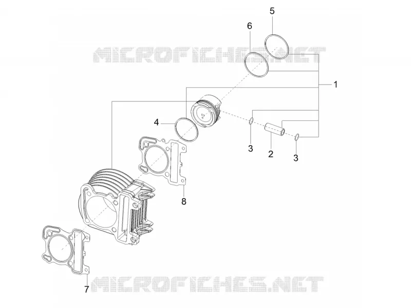 Groupe cylindre-piston-axe Aprilia APRILIA-SCOOTER 160 SR 2020  SR Motard 160 ABS BSVI CKD