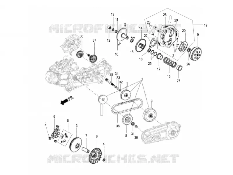 TRANSMISSION - EMBRAYAGE Aprilia APRILIA-SCOOTER 160 SR 2020  SR Motard 160 ABS BSVI CKD