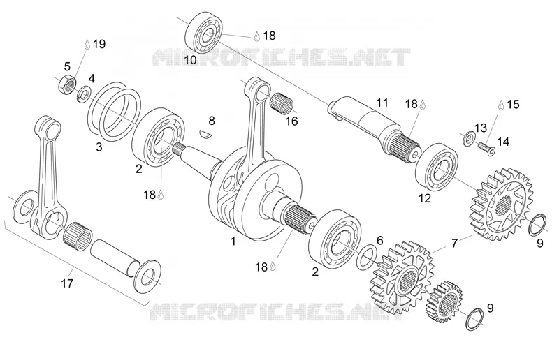 Arbre moteur - Ctre-arbre Aprilia APRILIA-MOTORCYCLES 125 RS 1996  RS 125 (engine 122cc)