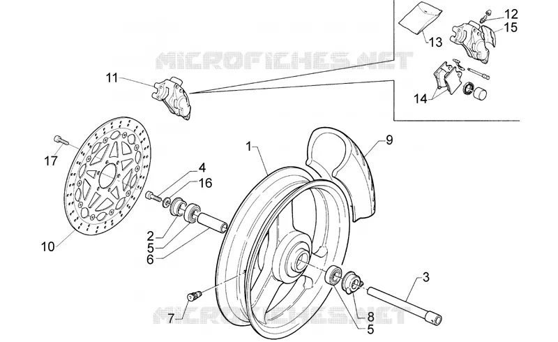 Roue avant complète Aprilia APRILIA-MOTORCYCLES 125 RS 1996  RS 125 (engine 122cc)